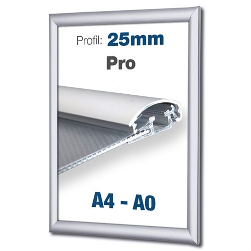Klikkramme i aluminium med avrundet frontprofil