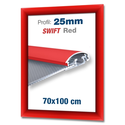 Rød Swift klikkramme med 25 mm profil - 70x100 cm