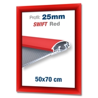 Rød Swift klikkramme med 25 mm profil - 50x70 cm