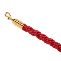 Rødt flettet tau med gull klikklås - 200 cm