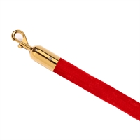 Rødt velour tau med gull klikklås - 180 cm