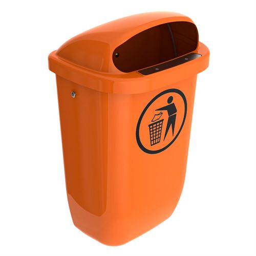 BinPro avfallsbeholder til vegg / stolpe - 50L - Oransje