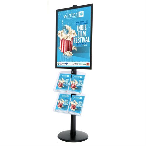 Svart plakat display med 2 stk akryl brosjyreholdere