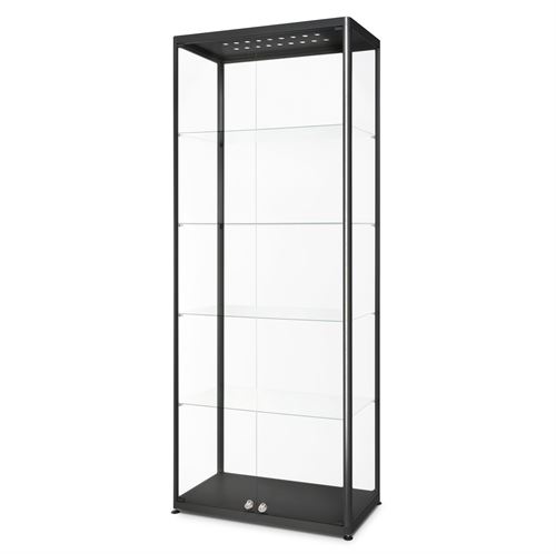 Premium Sort LED glassmonter med lås - 80x40x200 cm