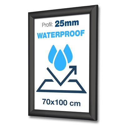 Sort vanntett PLUS IP56 klikkramme - B1 - 70x100 cm