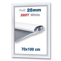 Hvit Swift klikkramme med 25mm profil - 70x100 cm