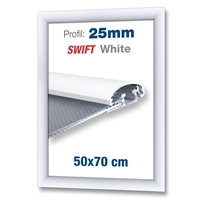 Hvit Swift klikkramme med 25mm profil - 50x70 cm
