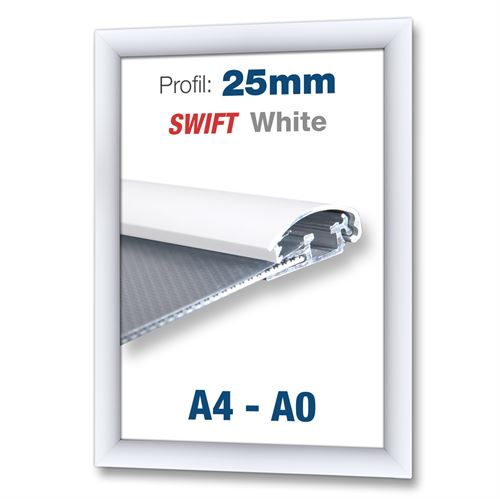 Hvite Swift klikkrammer med 25mm profil